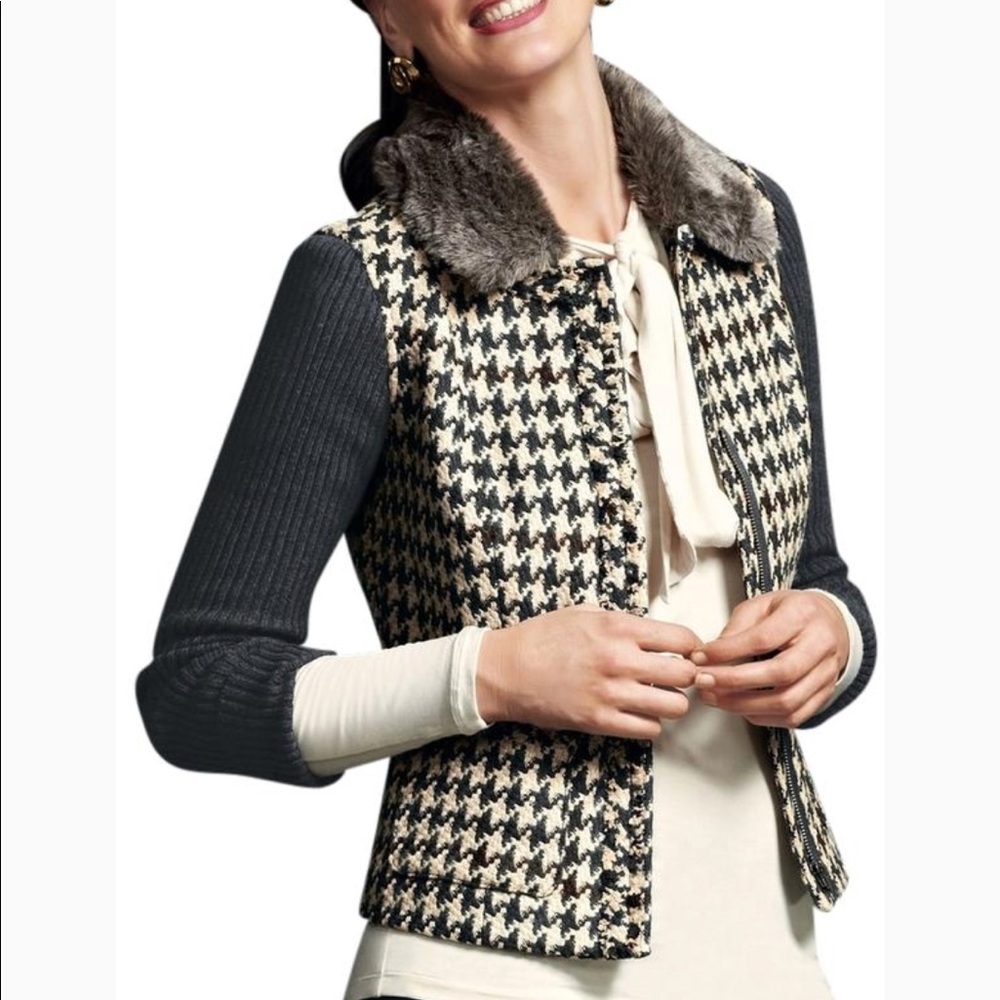 Cabi houndstooth jacket. Size 10. EUC